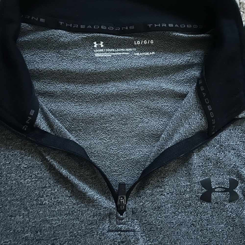 Grey Under Armour Pullover Quarter Zip W/ Chicago Cubs Patch on Sleeve Men’s L - Picture 7 of 7
